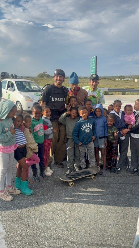 Kids in South Africa with their skateboards