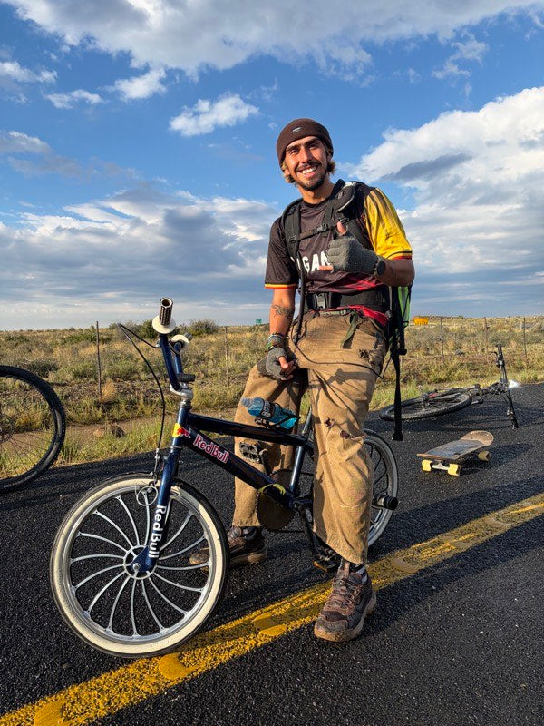 With the support bike on the road across South Africa